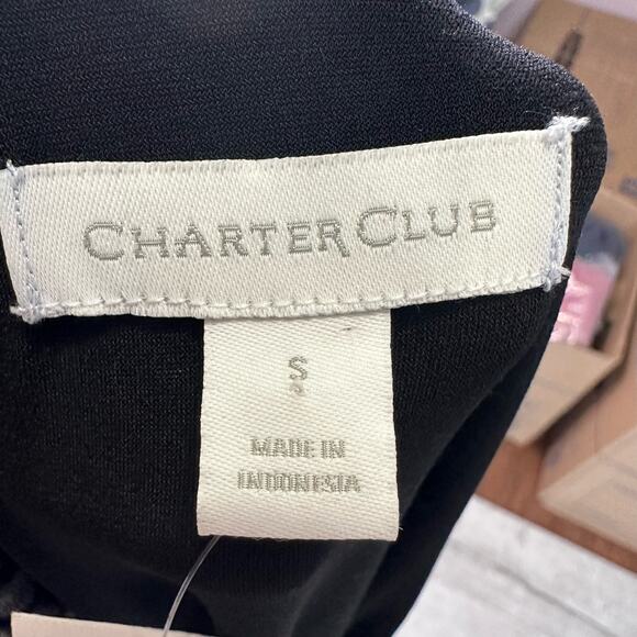 Charter Club Black/White Check Plaid V-Neck Dress Deep Black WMNS S Fit & Flare - Picture 6 of 8